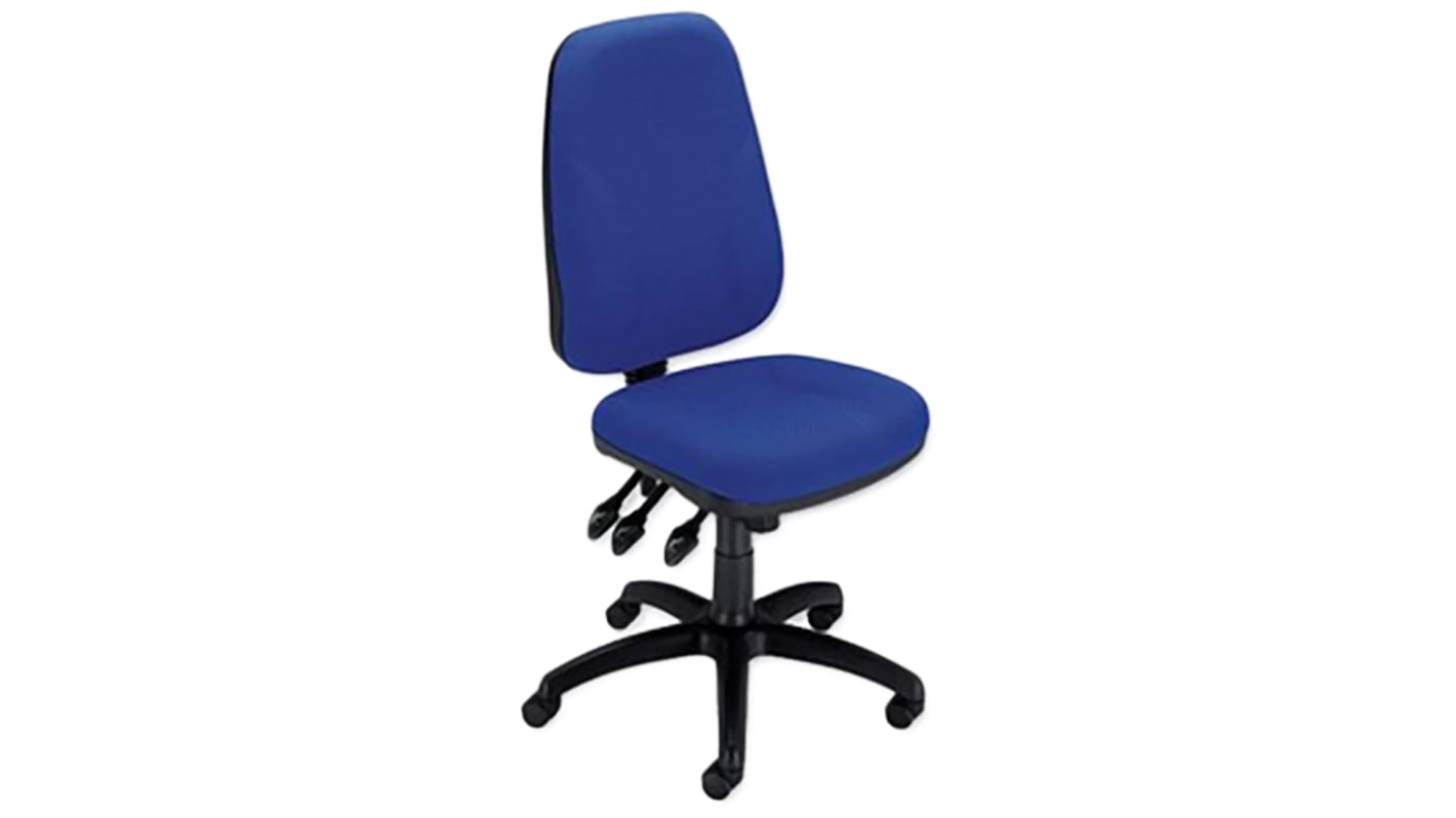 Sedia da scrivania RS PRO, in Tessuto di colore Blu altezza regolabile con ruote