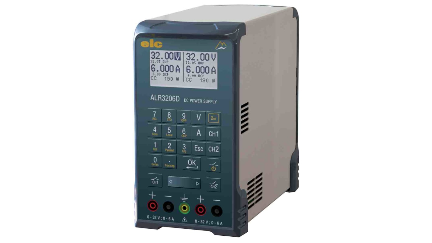 ELC Digital Bench Power Supply, 0 → 32V, 6A, 2-Output, 390W