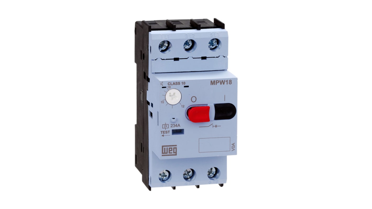WEG MPW18 Motorschutzschalter, 0,25 → 0,4 A 90mm x 45mm