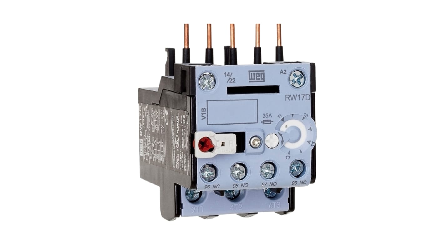 WEG RW17 Thermal Overload Relay 1NO + 1NC, 1.2 A F.L.C, 0.8 → 1.2 A Contact Rating, 0.9 → 1.4 W, 3P