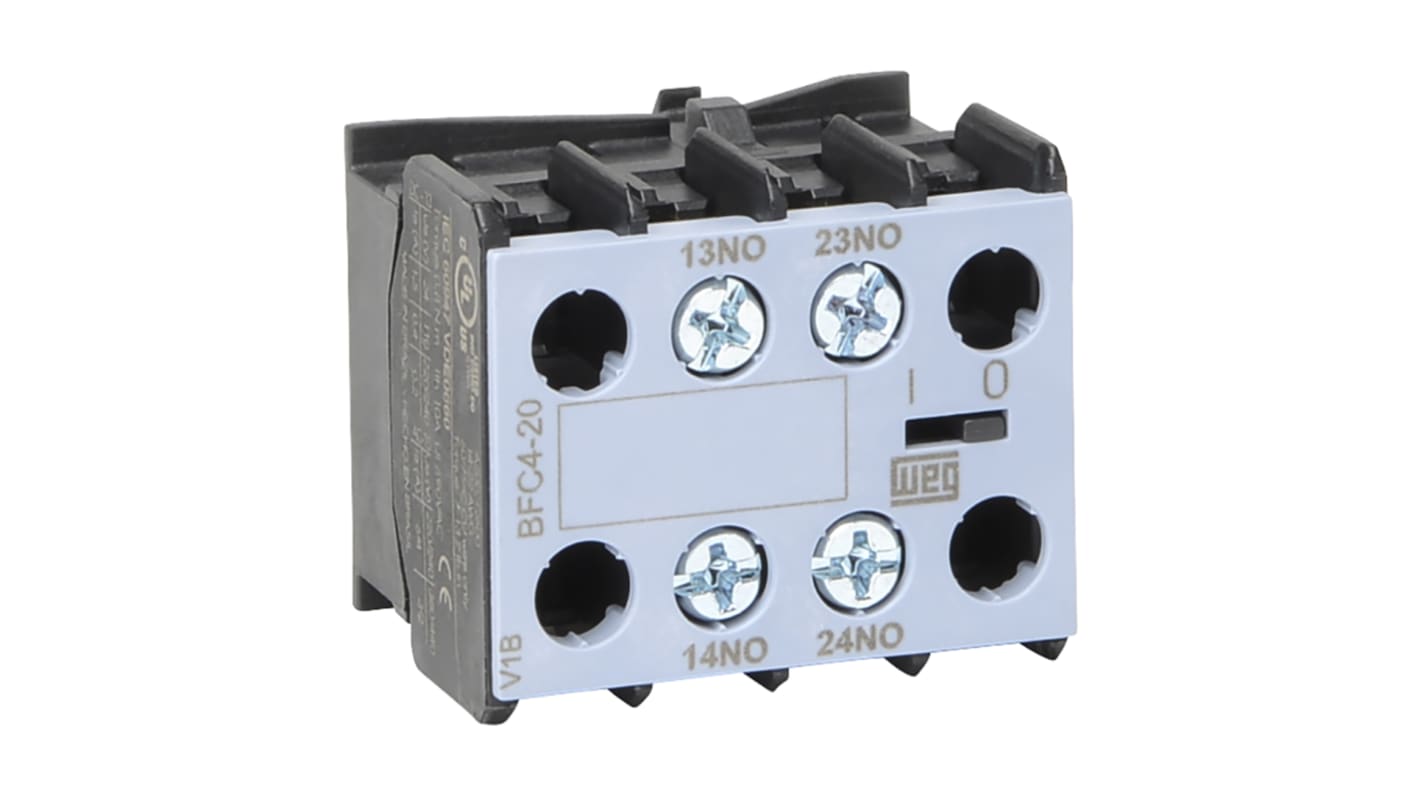 Bloque de contactos auxiliar WEG BFC4, montaje: frontal, terminal: roscado, 2 NA, 690 V ac, 10 A
