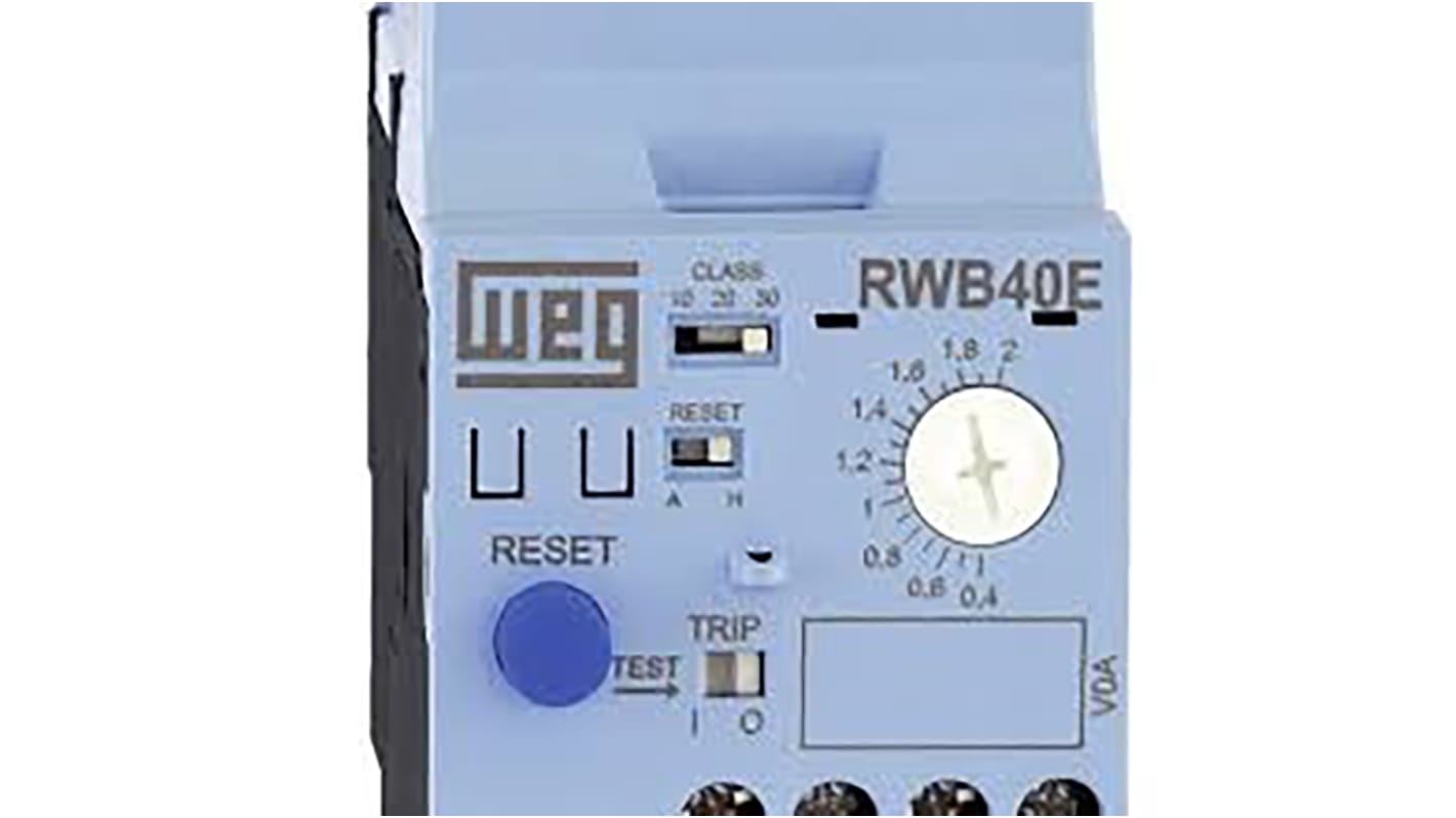 WEG RW_E Thermal Overload Relay 1NO + 1NC, 8 A F.L.C, 1.6 → 8 A Contact Rating, 0.06 W, 3P