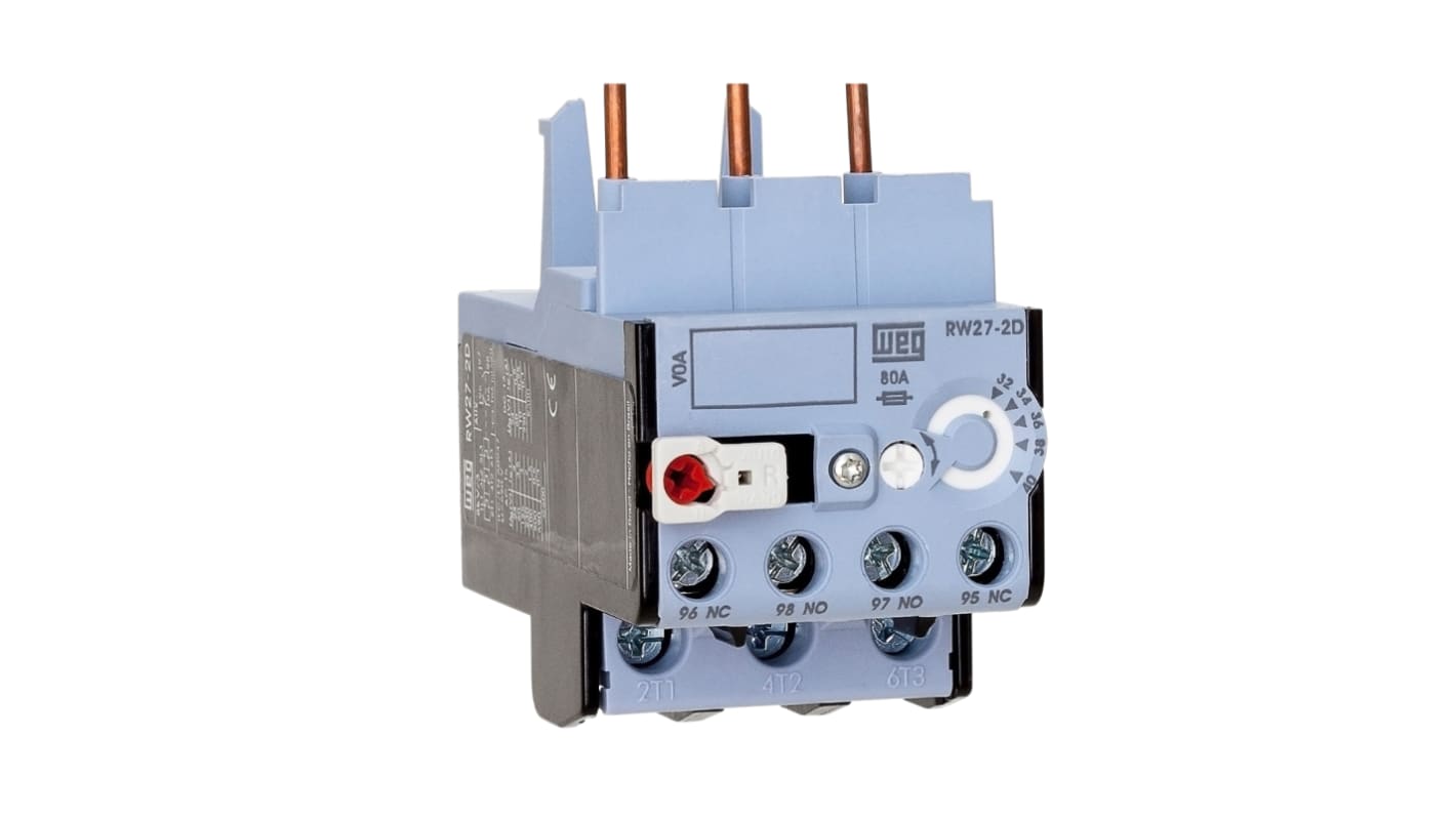 WEG RW27 Thermal Overload Relay 1NO + 1NC, 0.8 A F.L.C, 560 → 800 mA Contact Rating, 0.9 → 1.7 W, 3P