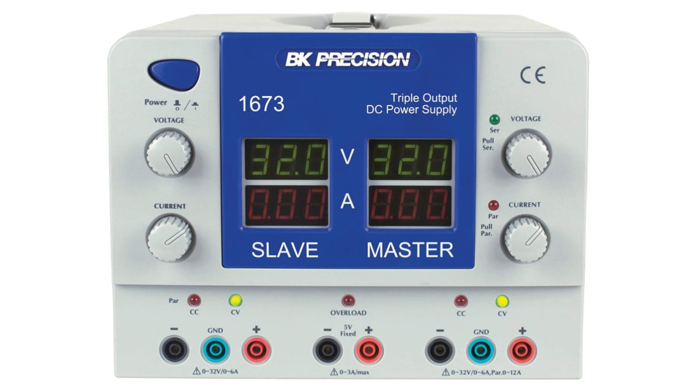 BK Precision 3-Kanal Digital Labornetzgerät 400W, 5 V, 2 x 0 → 32 V / 3 A, 2 x 0 → 6 A, ISO-kalibriert