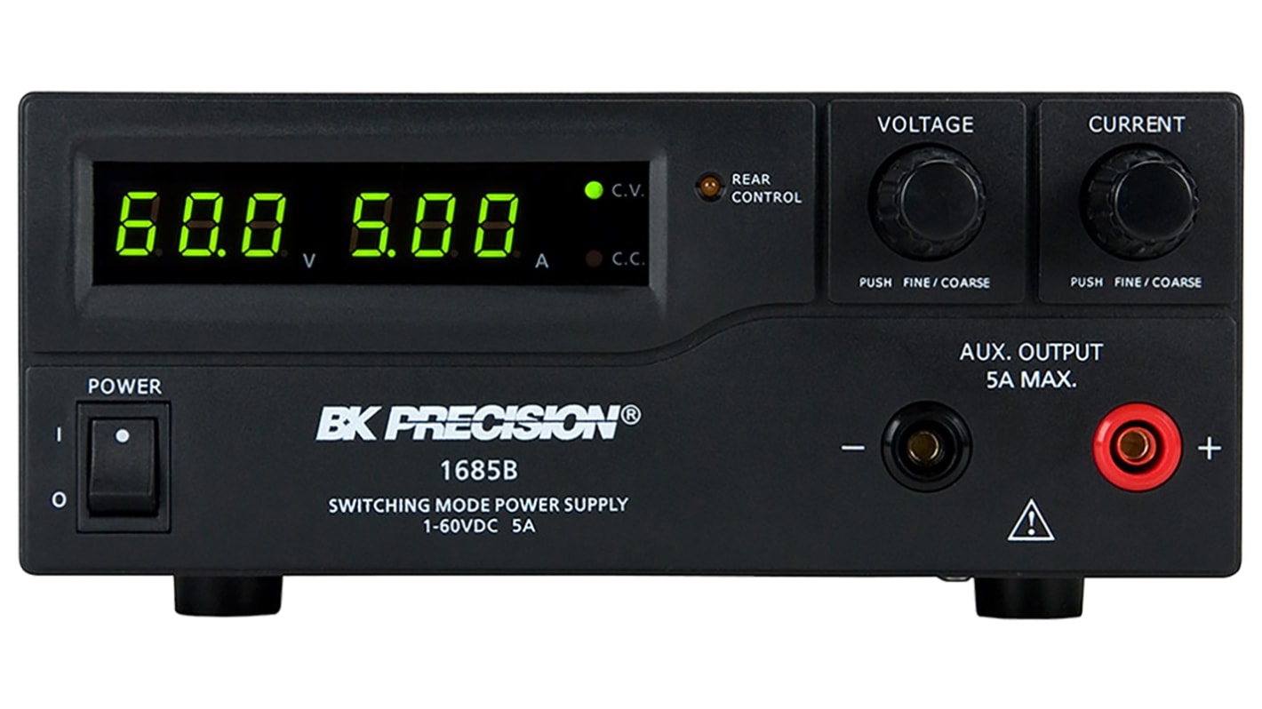BK Precision Laboratoriestrømforsyning, 1 Udgang, 1 → 60V, 0 → 5A, UKAS kalibreret