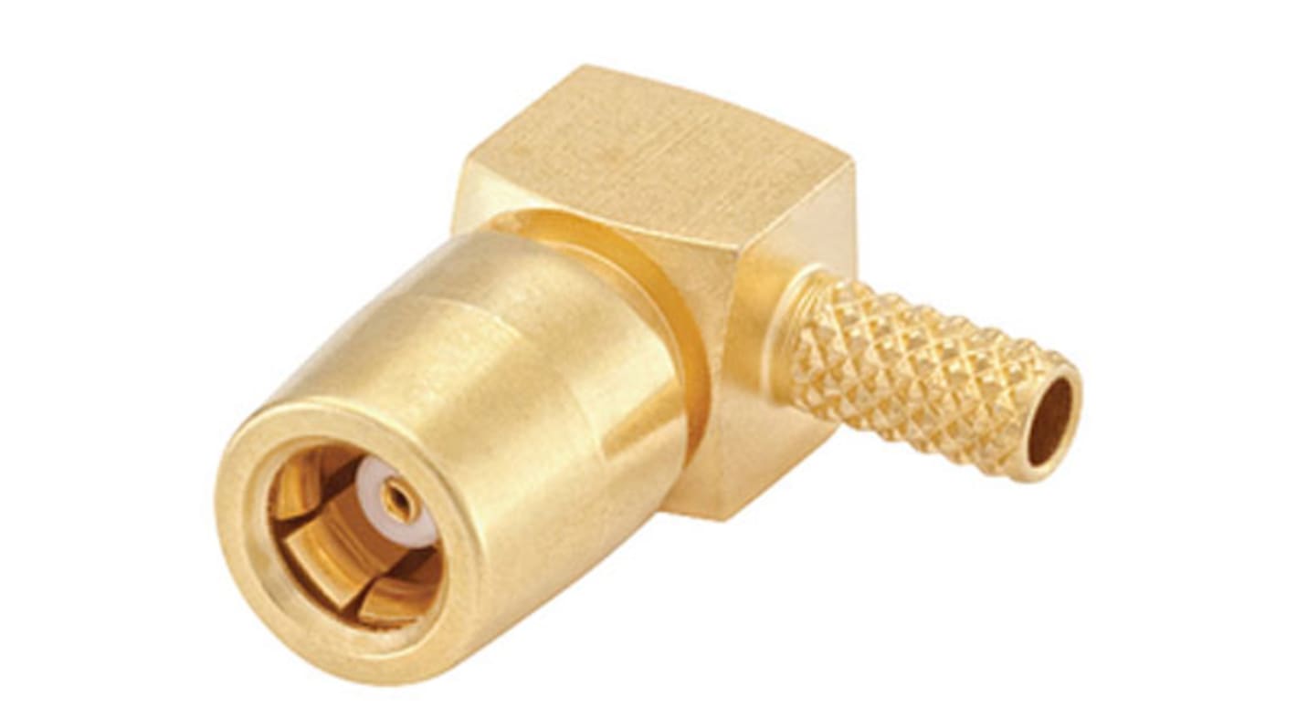 Rosenberger, jack Cable Mount, Flange Mount SMB Connector, 50Ω, Crimp, Solder Termination, Right Angle Body