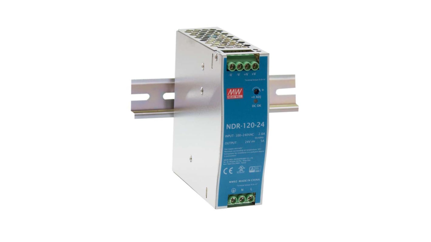 NDR-120-48 | MEAN WELL NDR Switched Mode DIN Rail Power Supply, 90 → ...