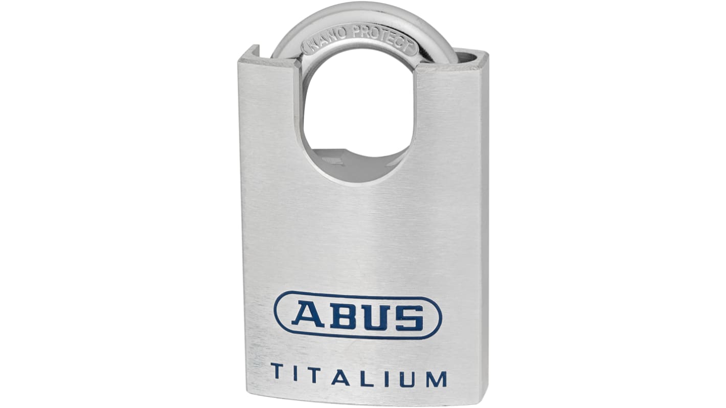 ABUS Key Weatherproof Titanium Safety Padlock, 9.5mm Shackle, 50mm Body