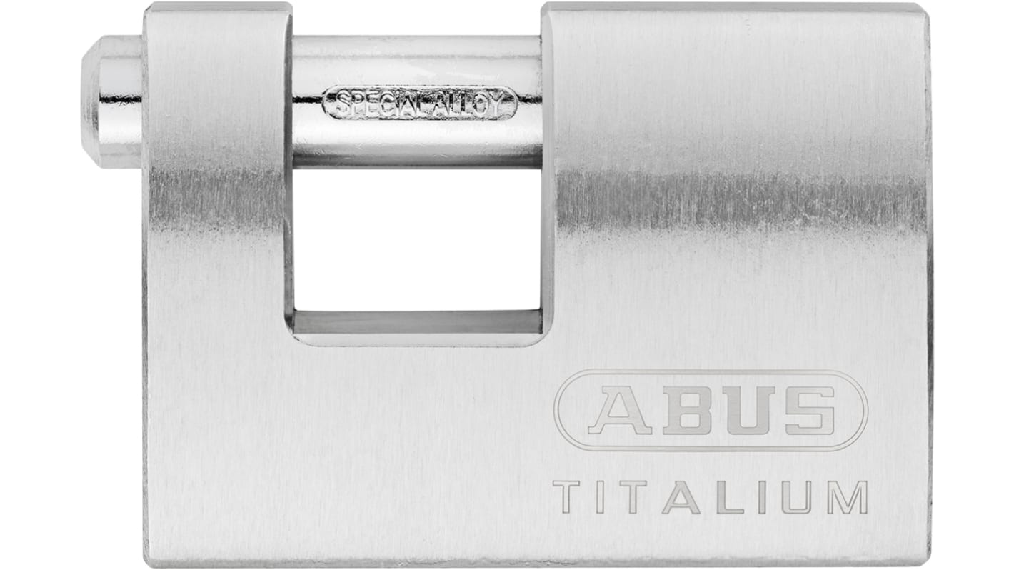 Lucchetto di sicurezza con chiave ABUS per uso interno ed esterno, in Titanio, anello da 12mm, L. 14mm, col Argento