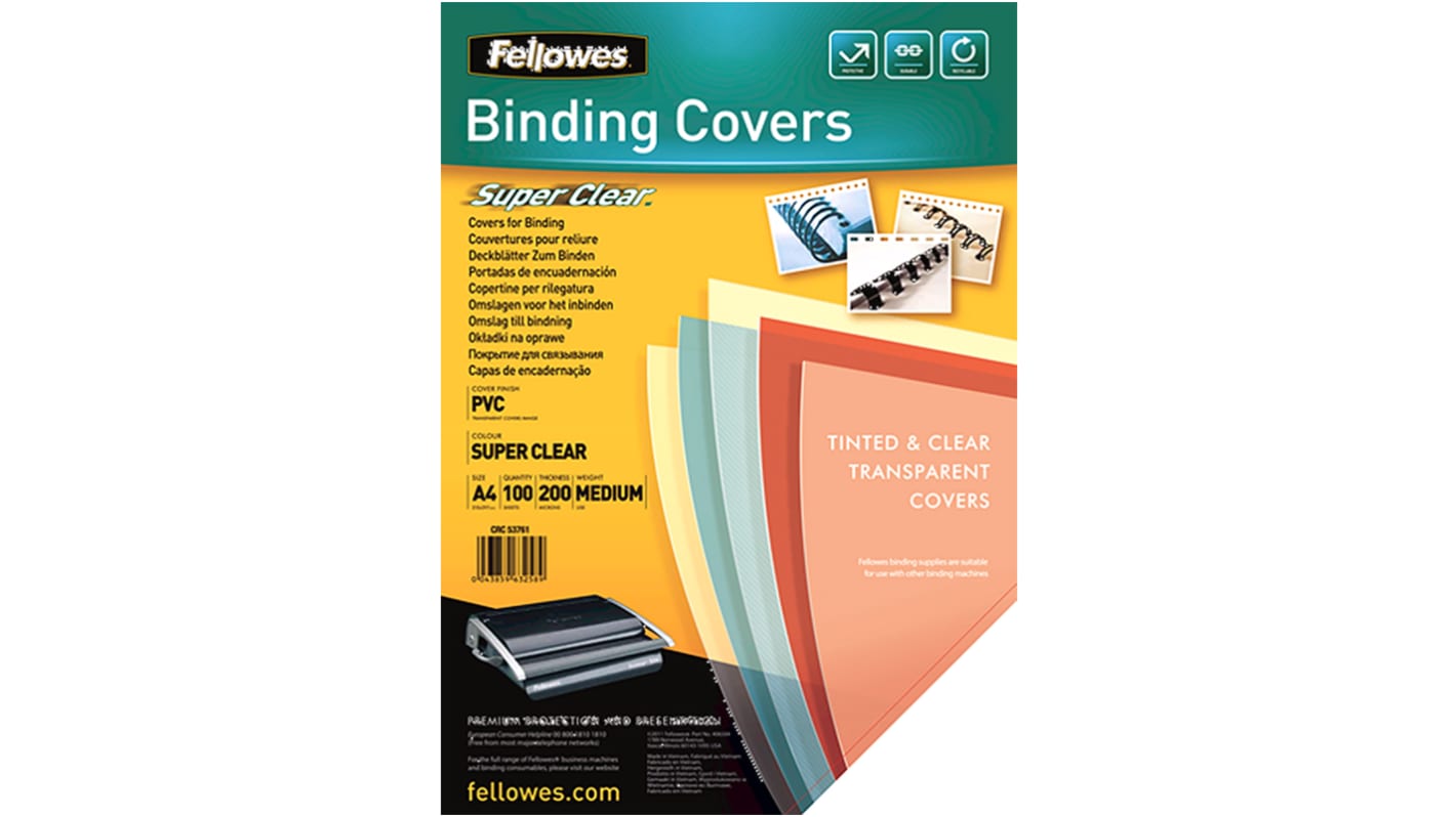 5376102 Fellowes Clear A4 Binding Cover RS