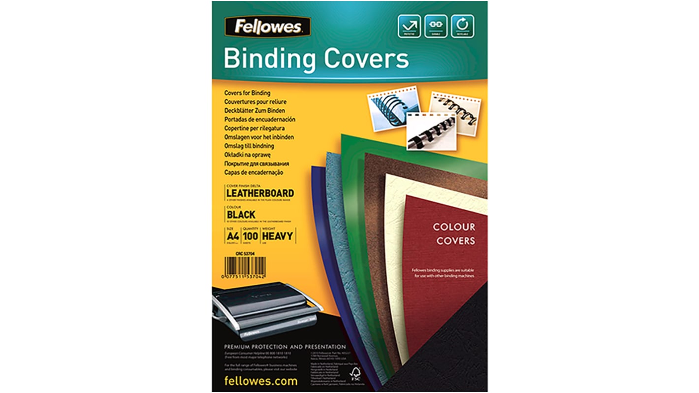 Couverture pour reliure Noir Fellowes 5370405 A4 100 pièces