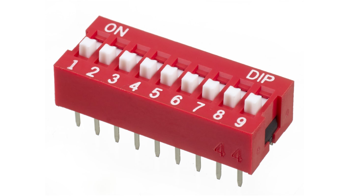 APEM 9 Way Through Hole DIP Switch 9PST, Raised Actuator