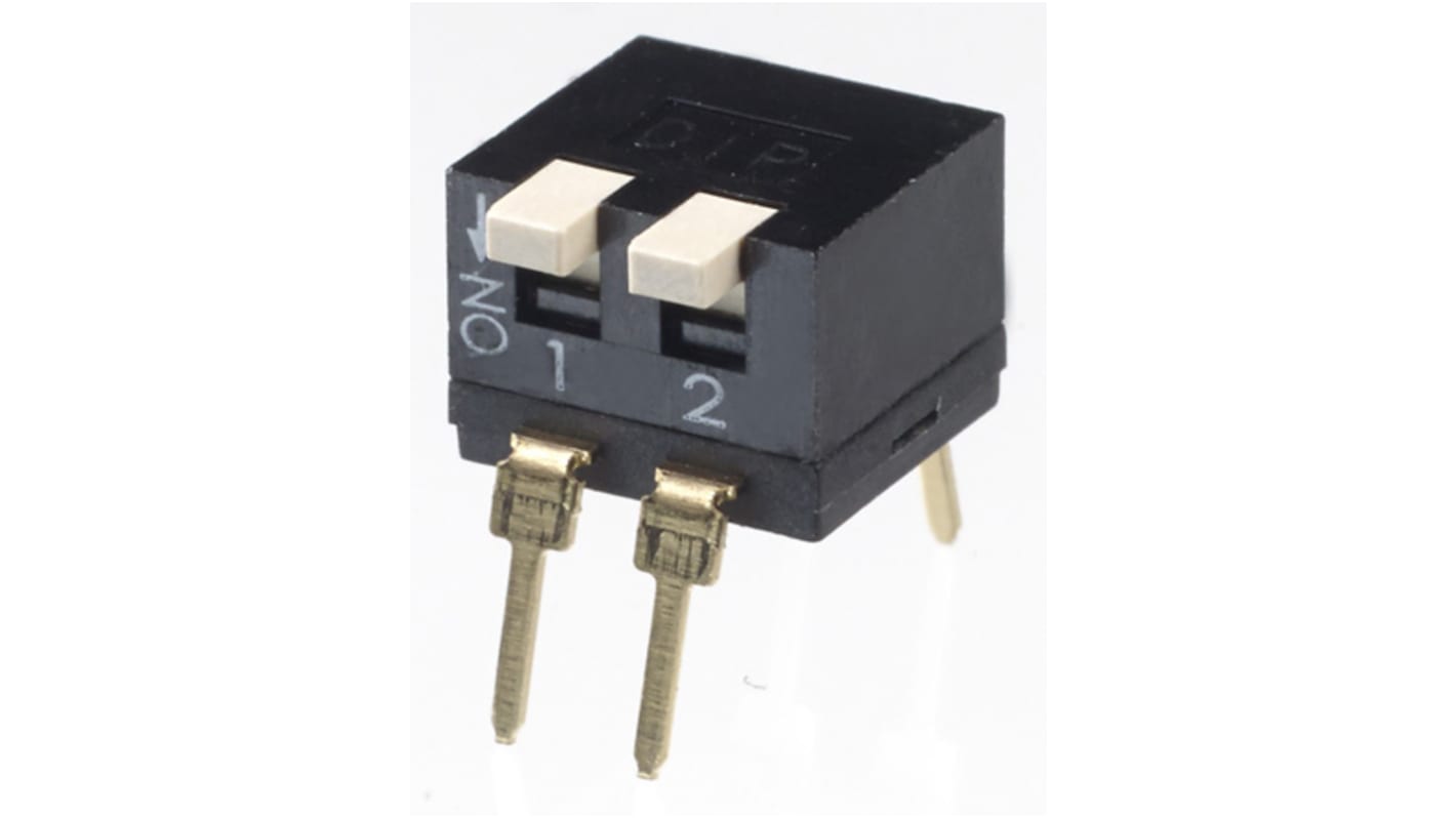 APEM 2 Way Through Hole DIP Switch DPST, Piano, Raised Actuator