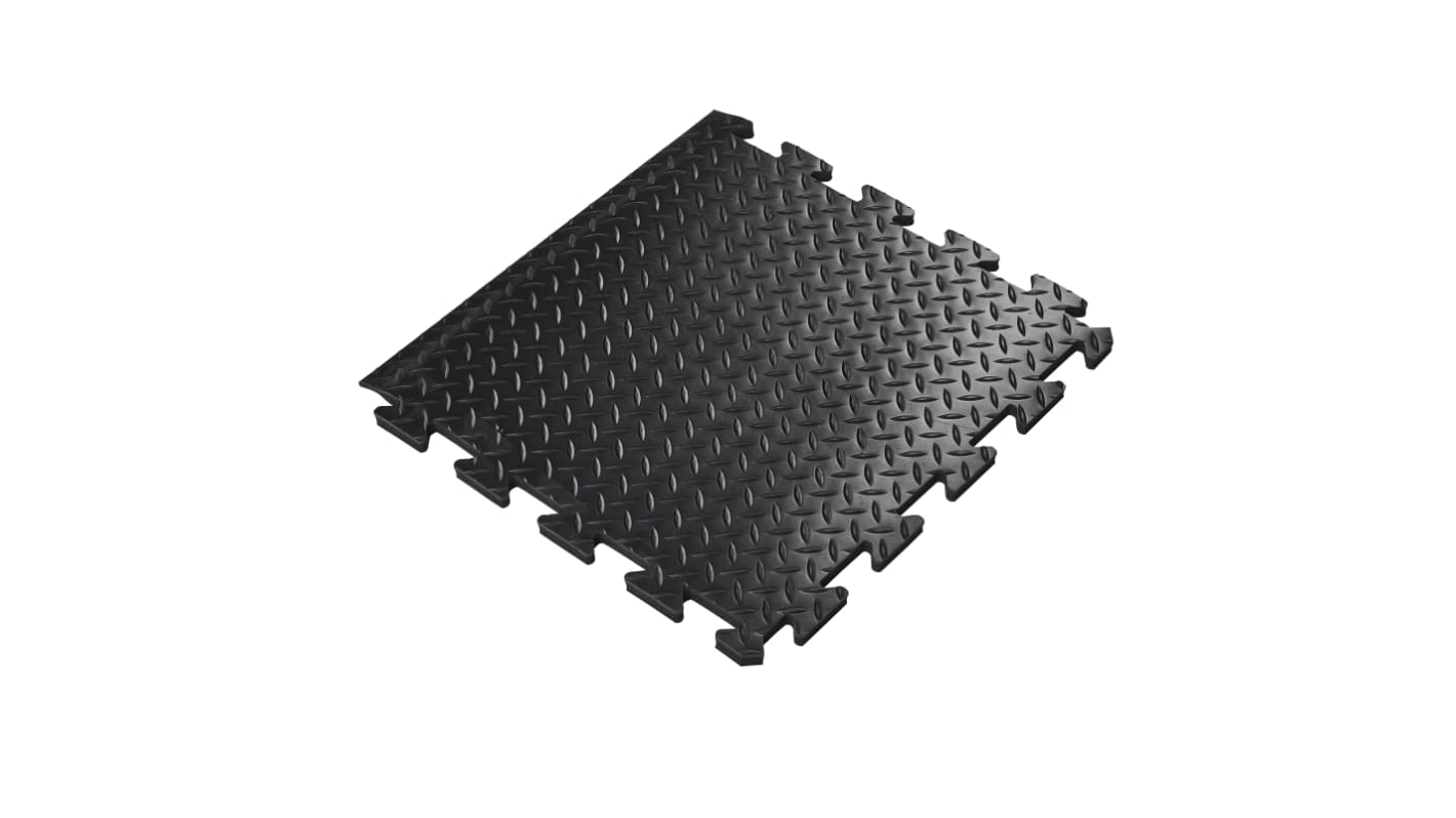 Coba Europe Schwarz Anti-Ermüdungsmatte Antirutsch PVC Fest Trocken, Deckplate Connect, Verbindendes Endteil, 50cm x