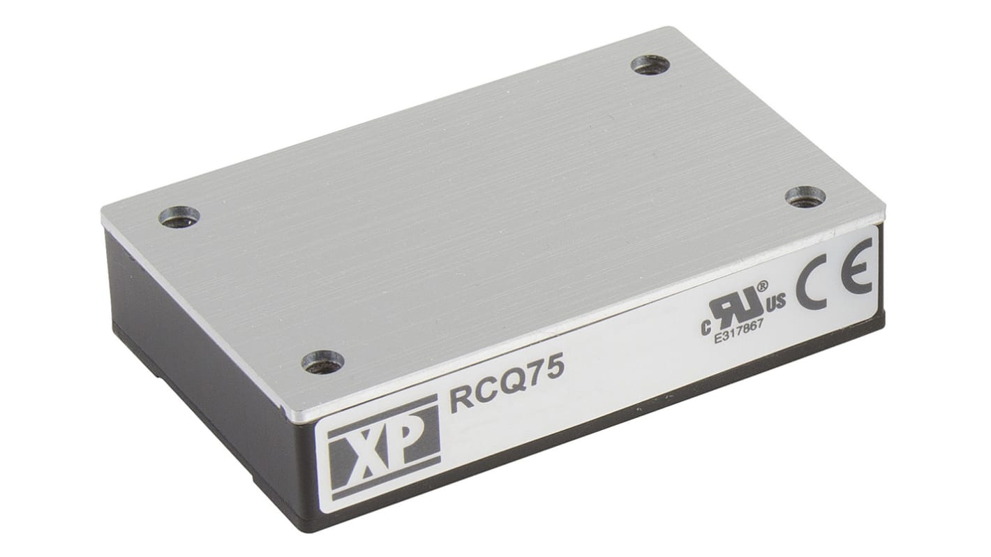 XP Power RCQ75 DC-DC Converter, 5V dc/ 15A Output, 43 → 101 V dc Input, 75W, Through Hole, +105°C Max Temp -40°C