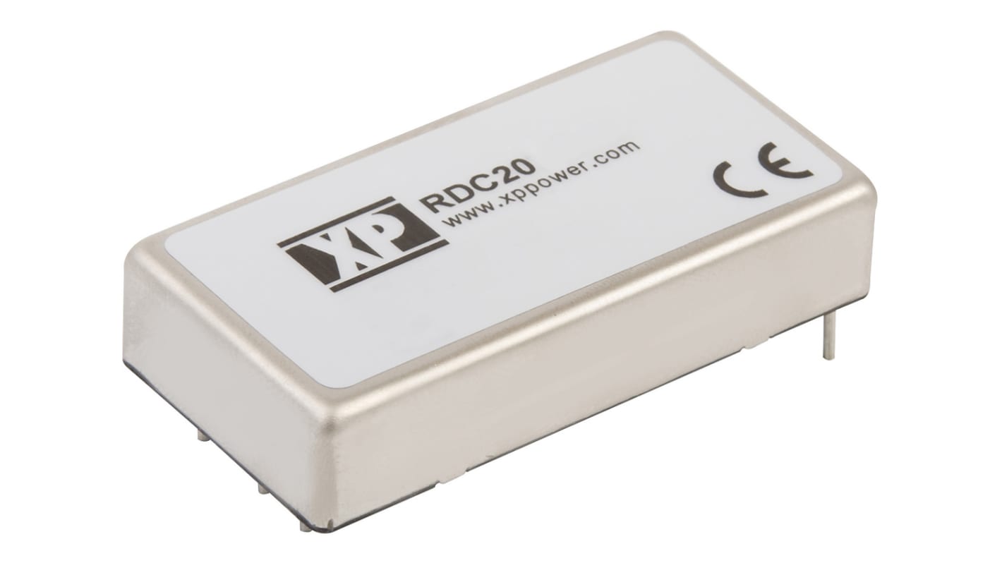 XP Power RDC DC-DC Converter, ±12V dc/ ±830mA Output, 55 → 176 V dc Input, 20W, Through Hole, +85°C Max Temp