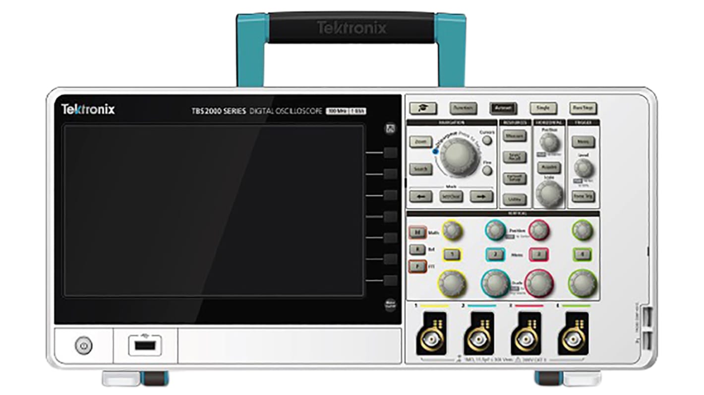 Osciloscopio Almacenamiento digital Tektronix TBS2074, canales:4 A, 70MHZ, pantalla de 9plg, interfaz USB, Tipo C -