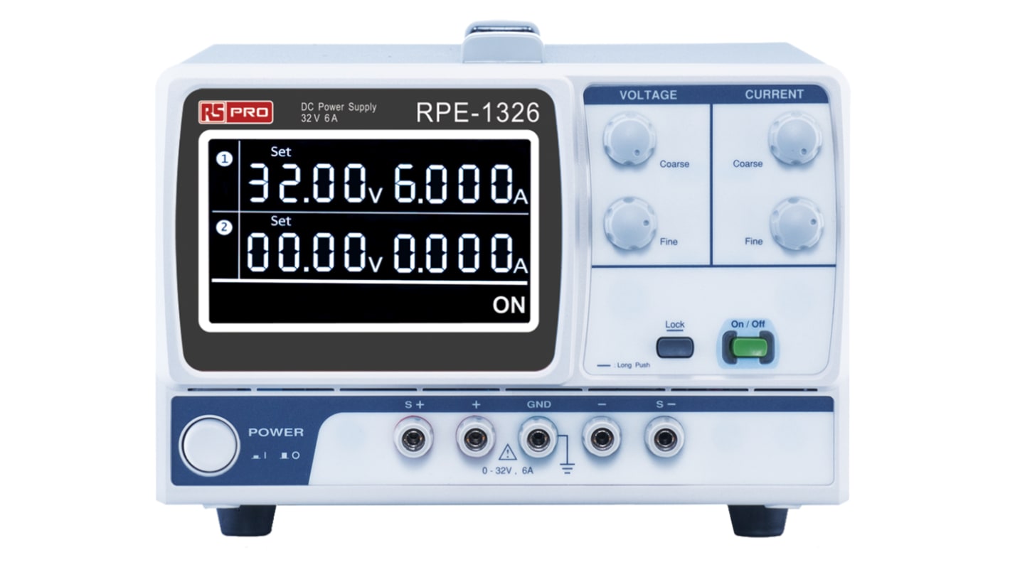 RS PRO Digital Bench Power Supply, 0 → 32V, 0 → 6A, 1-Output, 192W - UKAS Calibrated