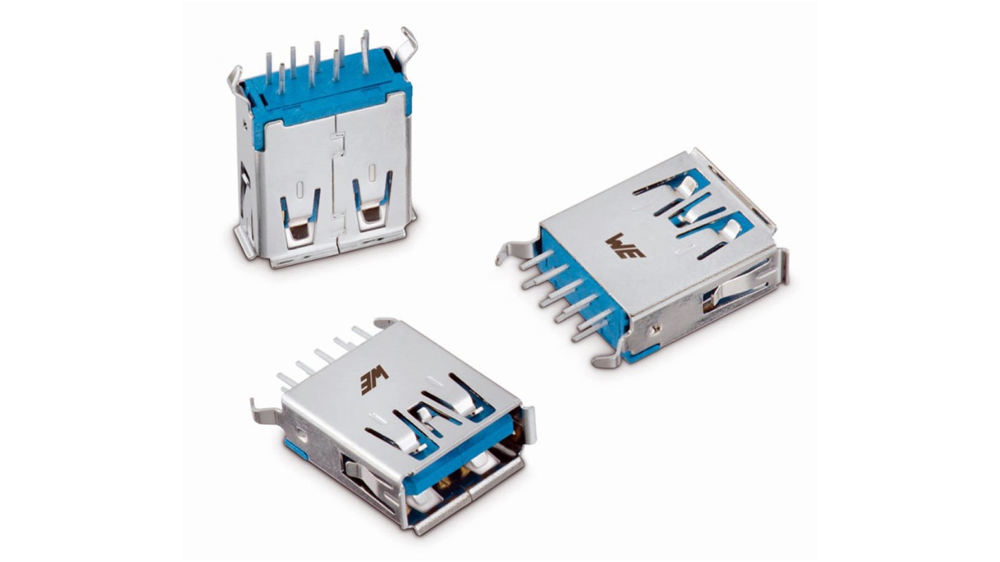 Wurth Elektronik WR-COM USB-Steckverbinder 3.0 A Buchse / 1.8A, THT-Lötanschluss