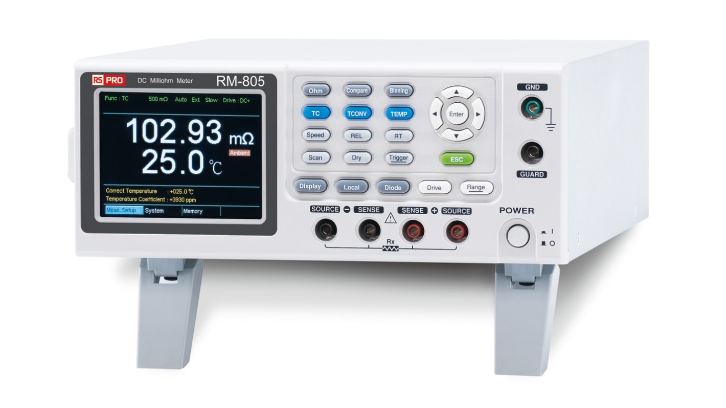 Ohmiómetro RS PRO RM-805, medición máx. 5 MΩ, resolución 1μΩ