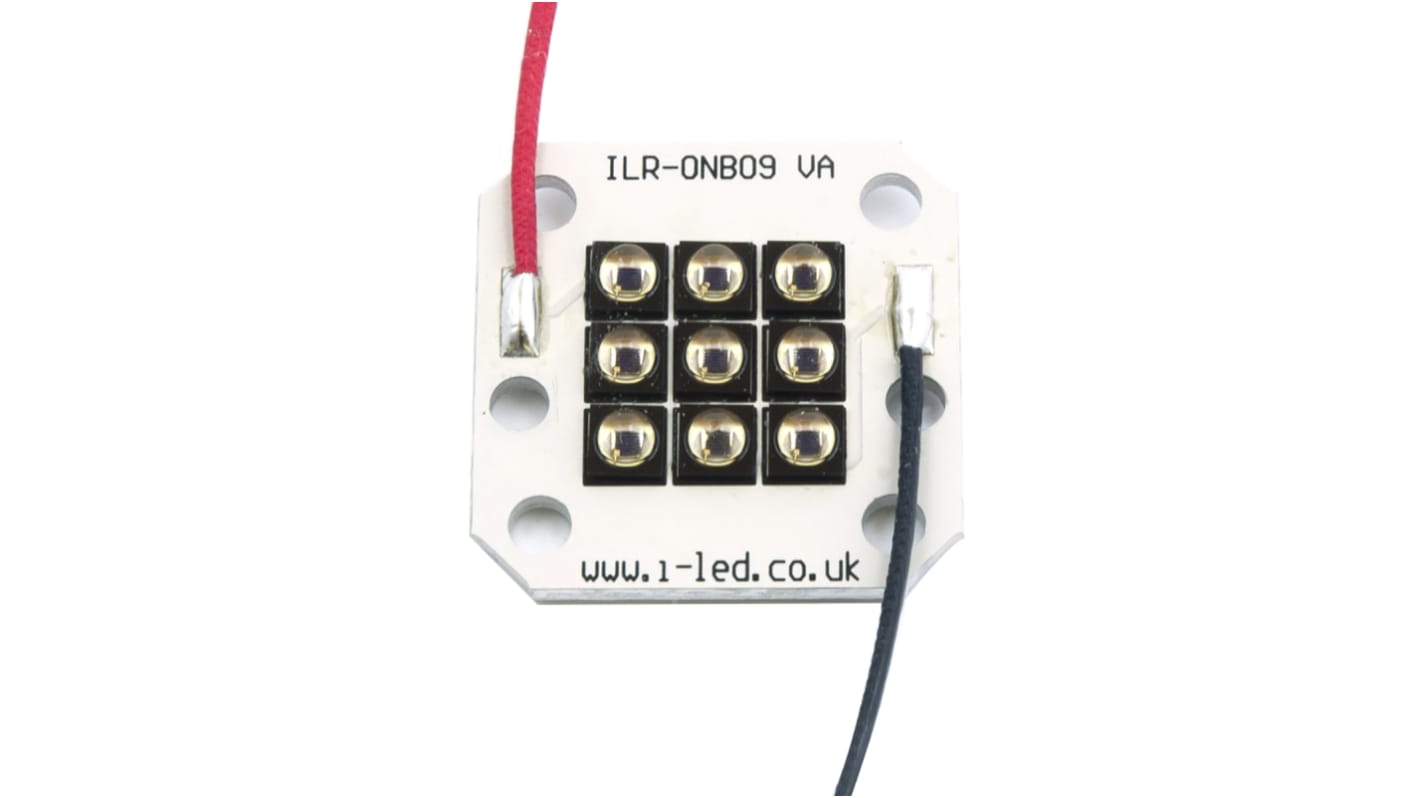 ILS IR-cluster LED-lampe, 2 ben SMD 9 LED 6164 mW 850nm, Dim.: 30 x 30 x 3.85mm PCB