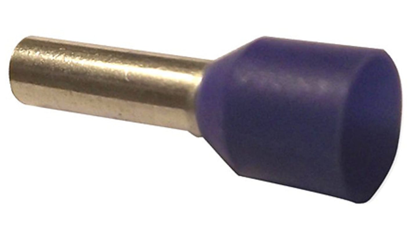 JST, GWE Insulated Crimp Bootlace Ferrule, 8mm Pin Length, 2.2mm Pin Diameter, 2.5mm² Wire Size, Blue