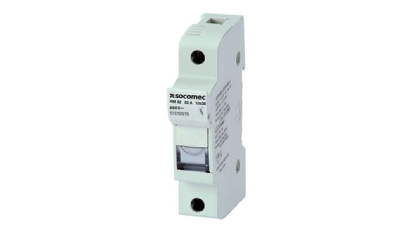 Socomec 32A Rail Mount Fuse Holder for 10 x 38mm Fuse, 1P, 690V ac