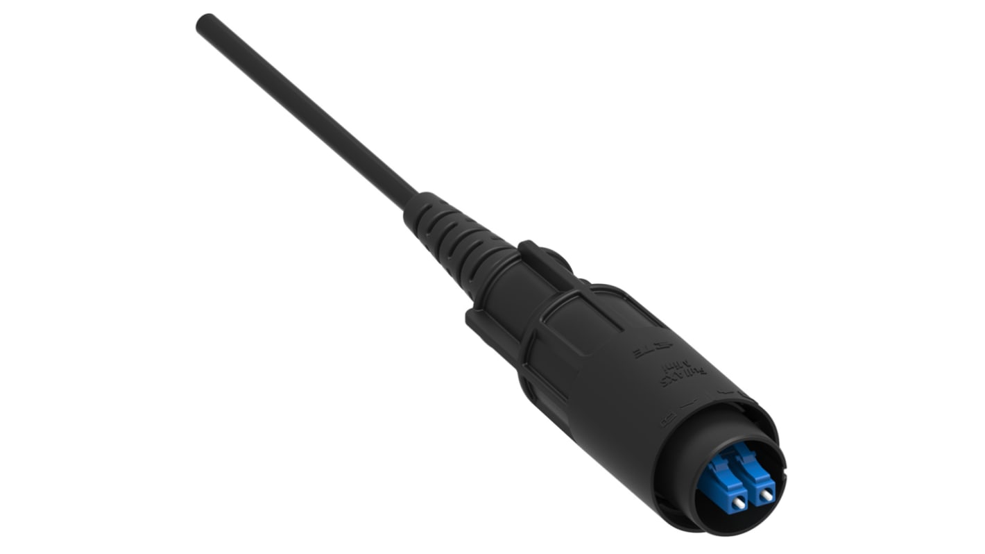 TE Connectivity LC to LC Duplex Single Mode G657A2 Fibre Optic Cable, 9/125μm, Black, 1m