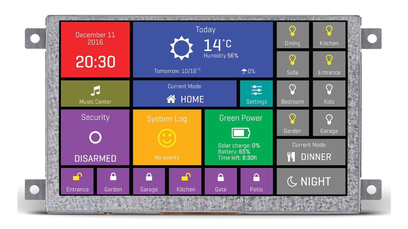 Barevný displej LCD, řada: mikromedia HMI 5in Ne prostupný TFT SVGA 800 x 480pixely podsvícení LED MikroElektronika