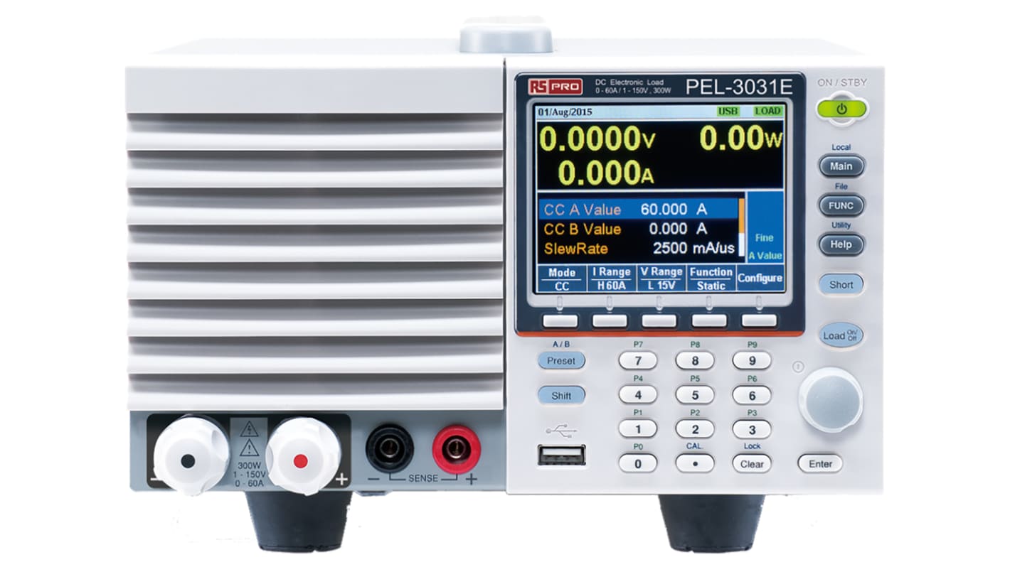 Elektroniczne obciążenie DC RS PRO stała moc 3 → 300 W stały prąd 0 → 60 A Programmable