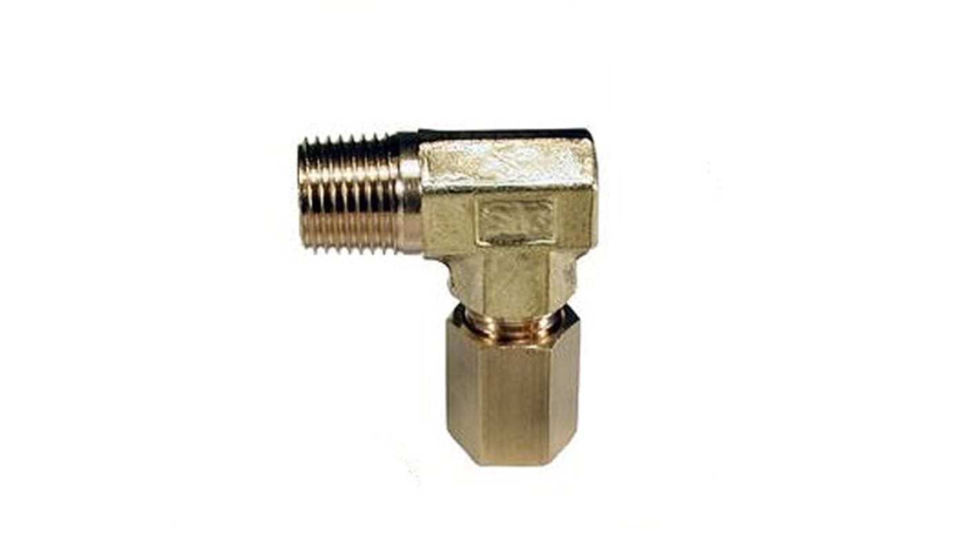 SMC L06 Series Elbow Threaded Adaptor, R 1/8 Male to Push In 6 mm, Threaded-to-Tube Connection Style