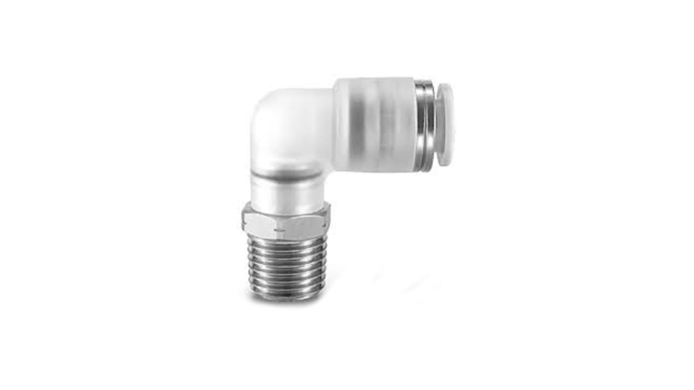 SMC KPG Series Elbow Threaded Adaptor, R 1/8 Male to Push In 4 mm, Threaded-to-Tube Connection Style