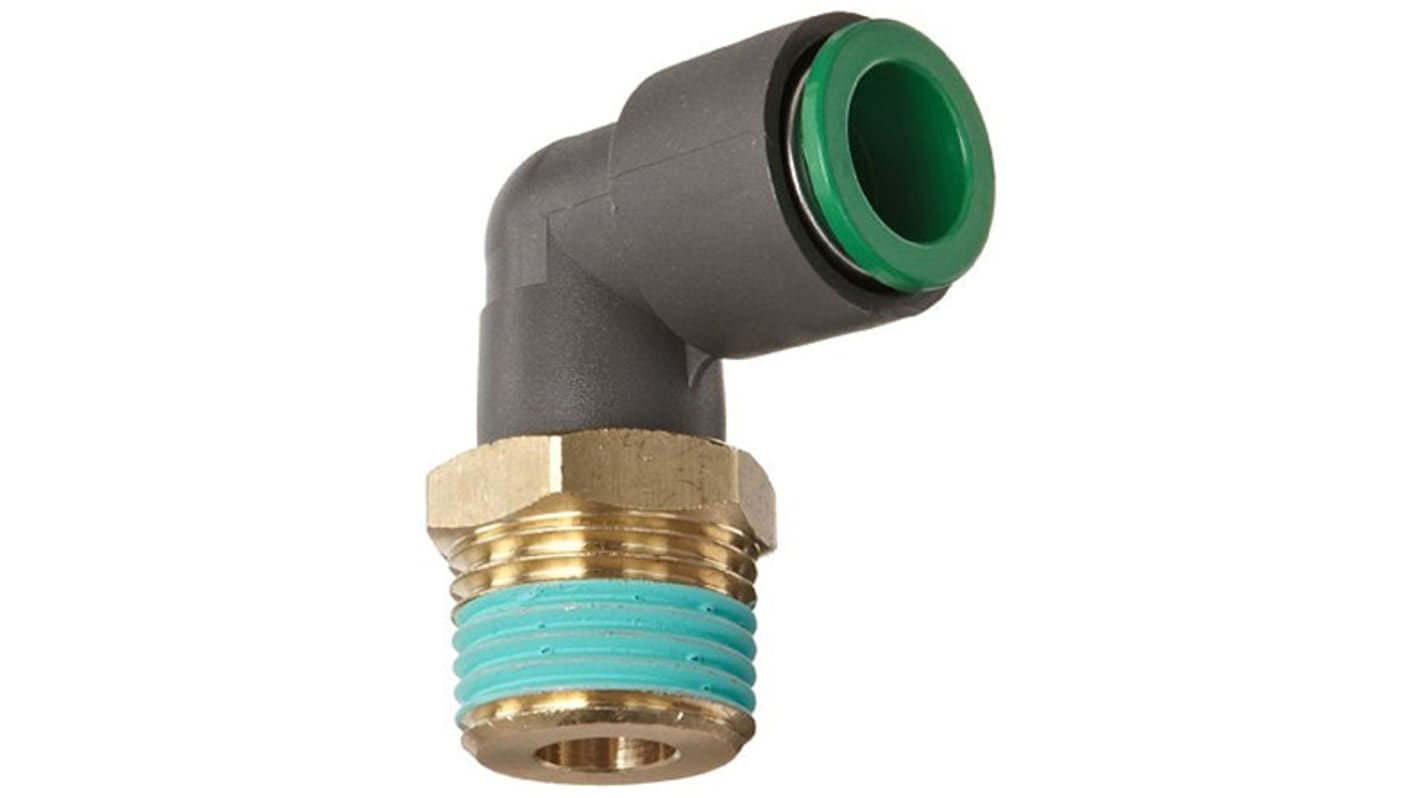 Adaptateur fileté coudé SMC KRL vers Enfichable, 12 mm R 1/4 Mâle