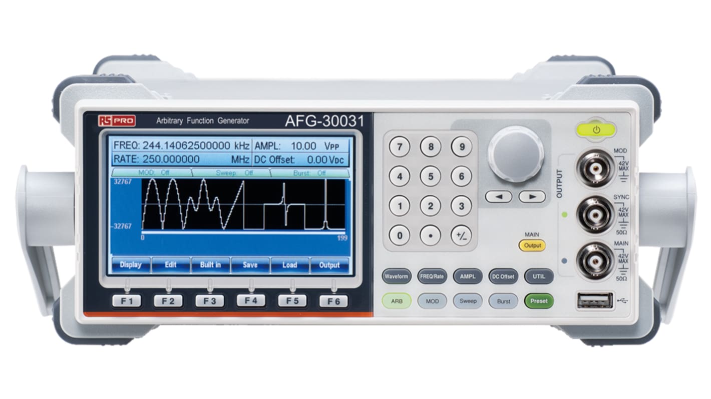 RS PRO AFG-30031 Function Generator, 1μHz Min, 30MHz Max, FM Modulation, Variable Sweep