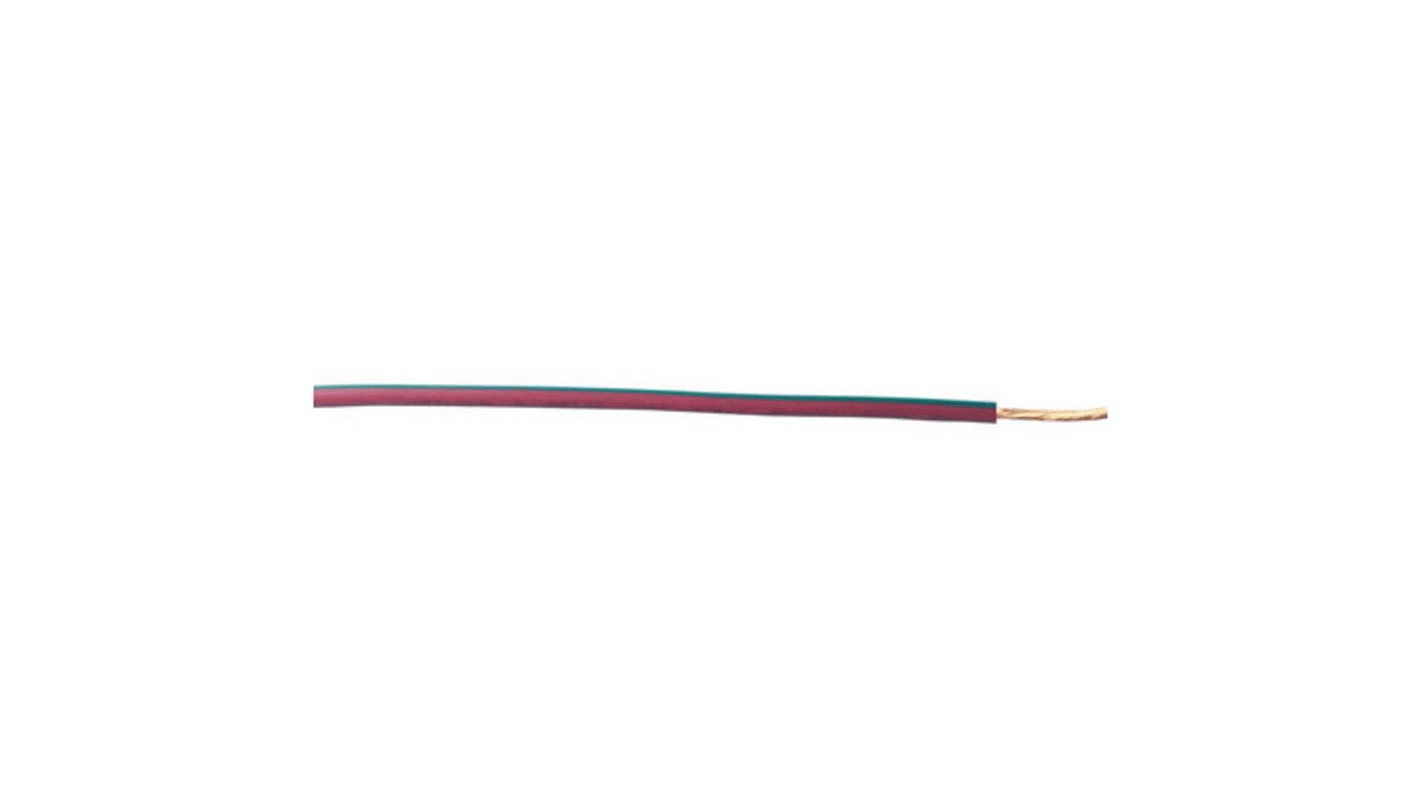 RS PRO Green/Red 1 mm² Hook Up Wire, 57/0.15 mm, 30m