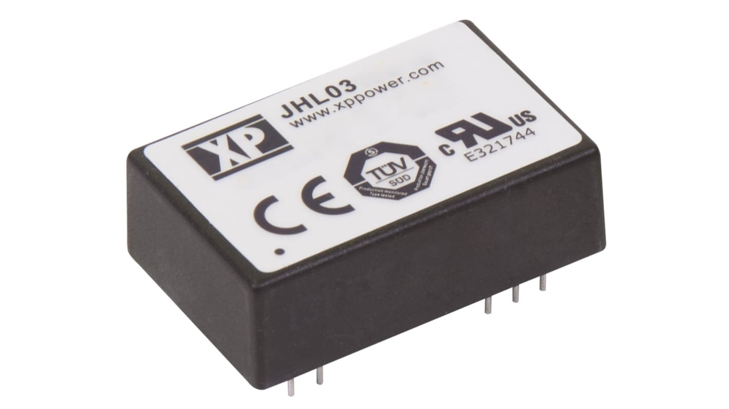 Convertisseur DC-DC XP Power, JHL03, Montage traversant, 3W, 2 sorties, ±15V c.c., ±100mA