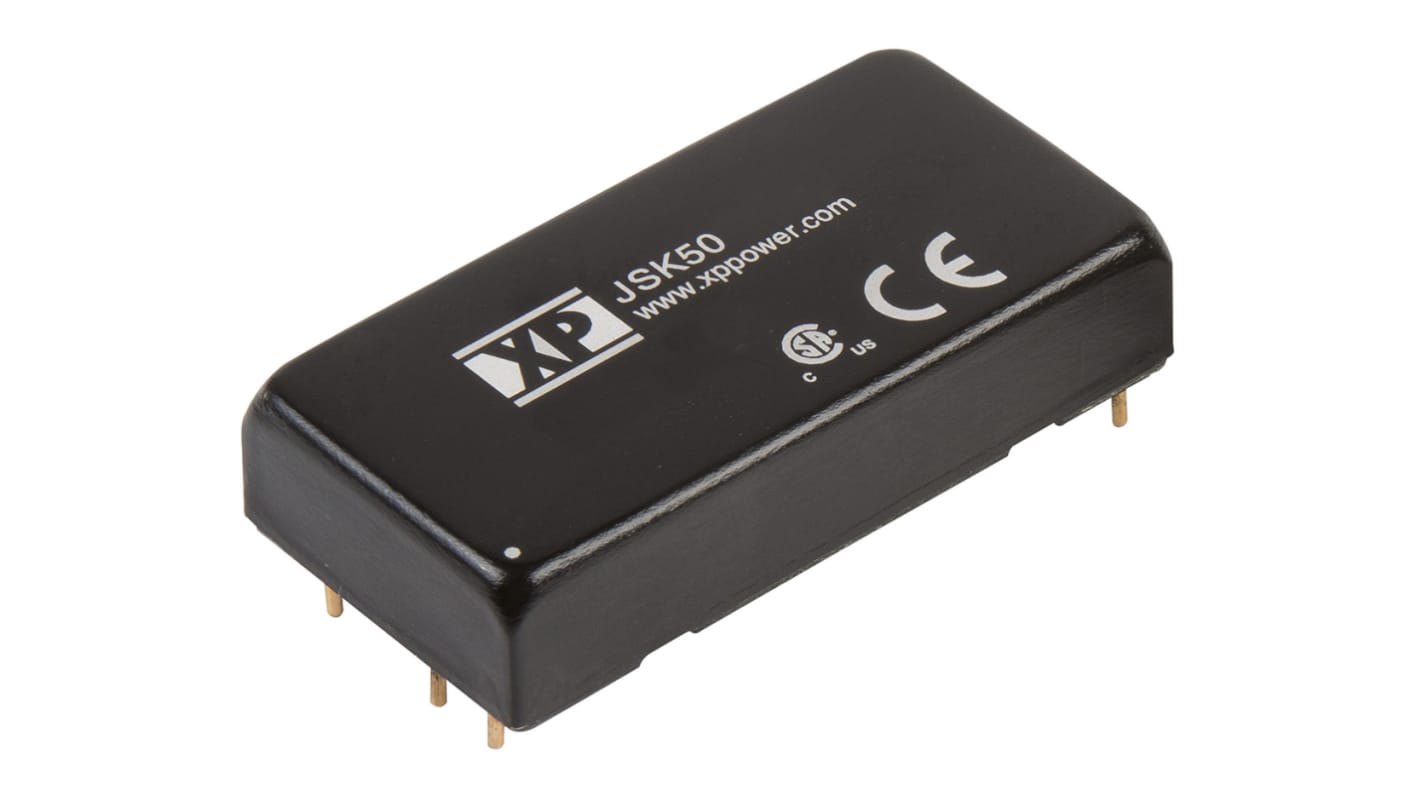 XP Power JSK50 DC-DC Converter, 3.3V dc/ 10A Output, 9 → 18 V dc Input, 50W, Through Hole, +105°C Max Temp -40°C