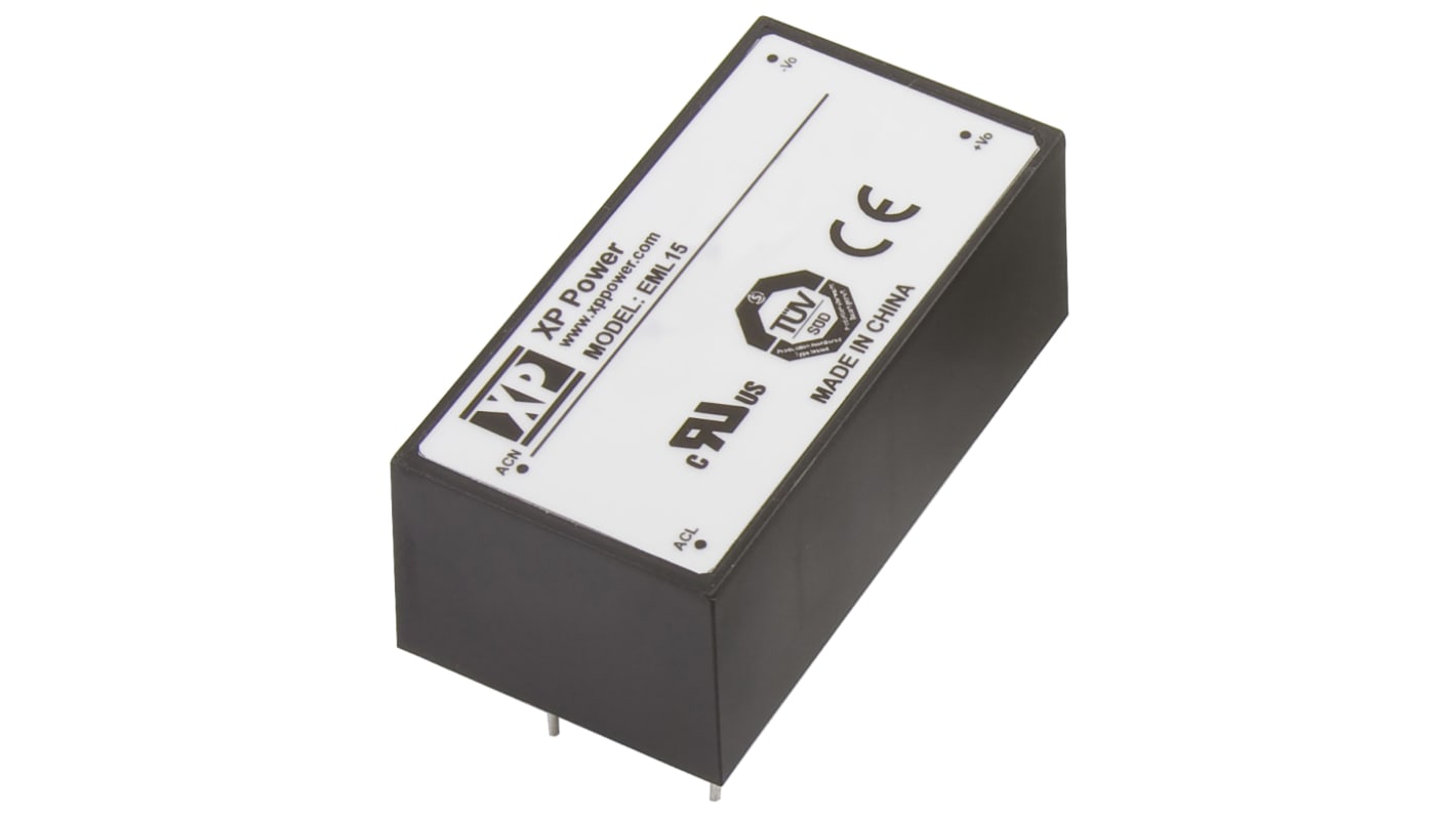 XP Power Switching Power Supply, EML15US03-E, 3.3V dc, 3A, 10W, 1 Output, 120 → 370 V dc, 85 → 264 V ac