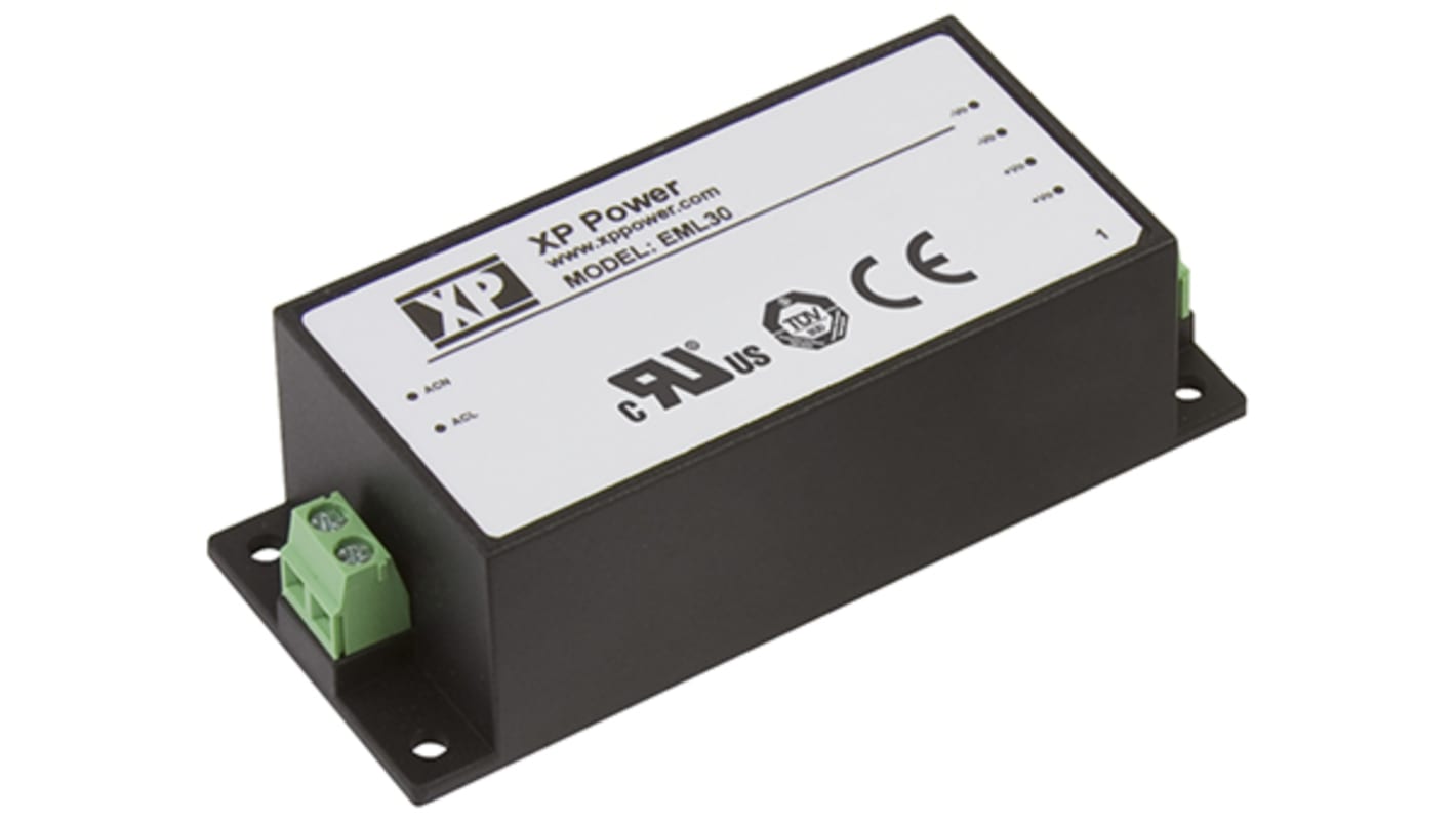 XP Power Switching Power Supply, EML30US03-S, 3.3V dc, 6A, 30W, 1 Output, 120 → 370 V dc, 85 → 264 V ac