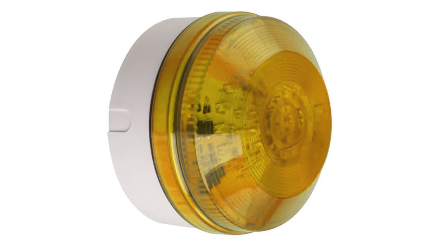 Moflash LED195 Series Amber Flashing Beacon, 40 → 380 V dc, 85 → 280 V ac, Surface Mount, Wall Mount, LED