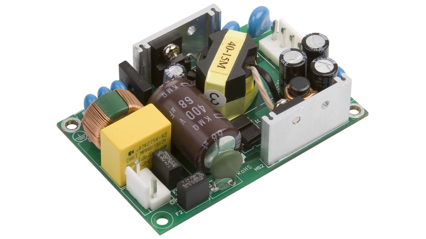 XP Power Switching Power Supply, ECP40UD01, 5 V dc, 12 V dc, 2.6A, 40W, Dual Output, 85 → 264V ac Input Voltage