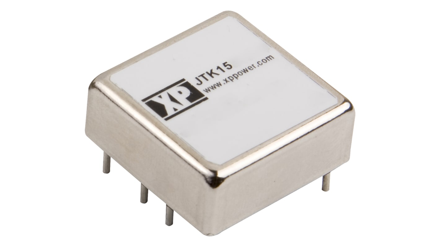 XP Power JTK DC-DC Converter, ±12V dc/ ±625mA Output, 9 → 36 V dc Input, 15W, Through Hole, +100°C Max Temp