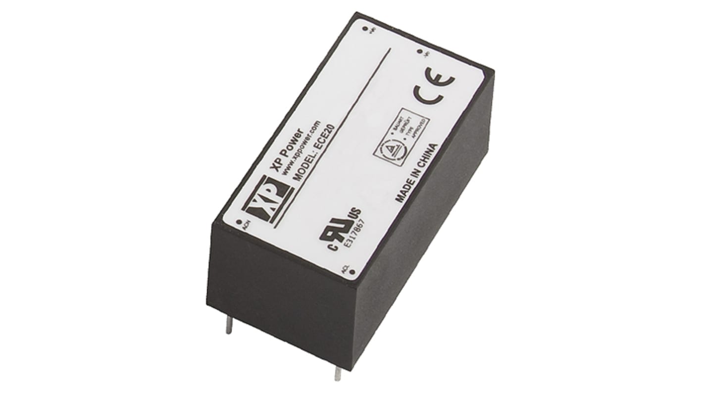 XP Power Switching Power Supply, ECE20US03, 3.3V dc, 4.55A, 15W, 1 Output, 120 → 370 V dc, 85 → 264 V ac