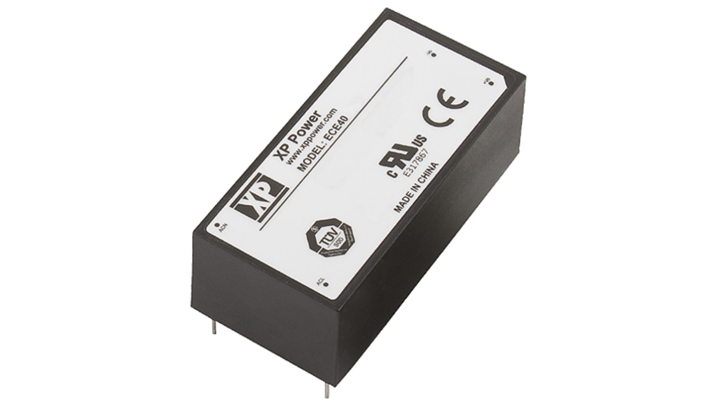 XP Power Switching Power Supply, ECE40US05, 5V dc, 8A, 40W, 1 Output, 120 → 370 V dc, 85 → 264 V ac Input