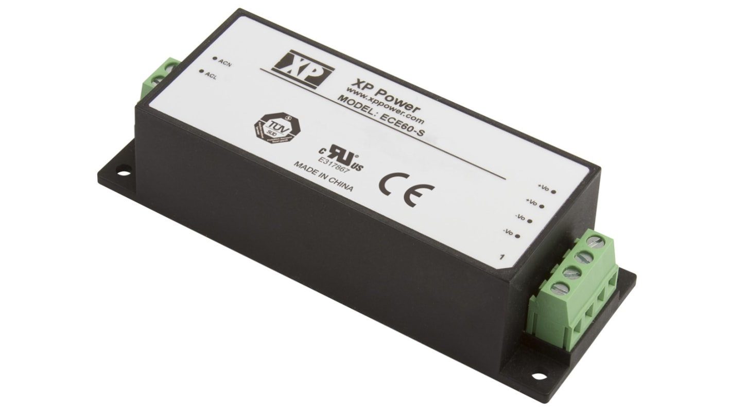 Alimentatore switching XP Power ECE60US09-S, 60W, ingresso 120 → 370 V dc, 85 → 264 V ac, uscita 9V cc,