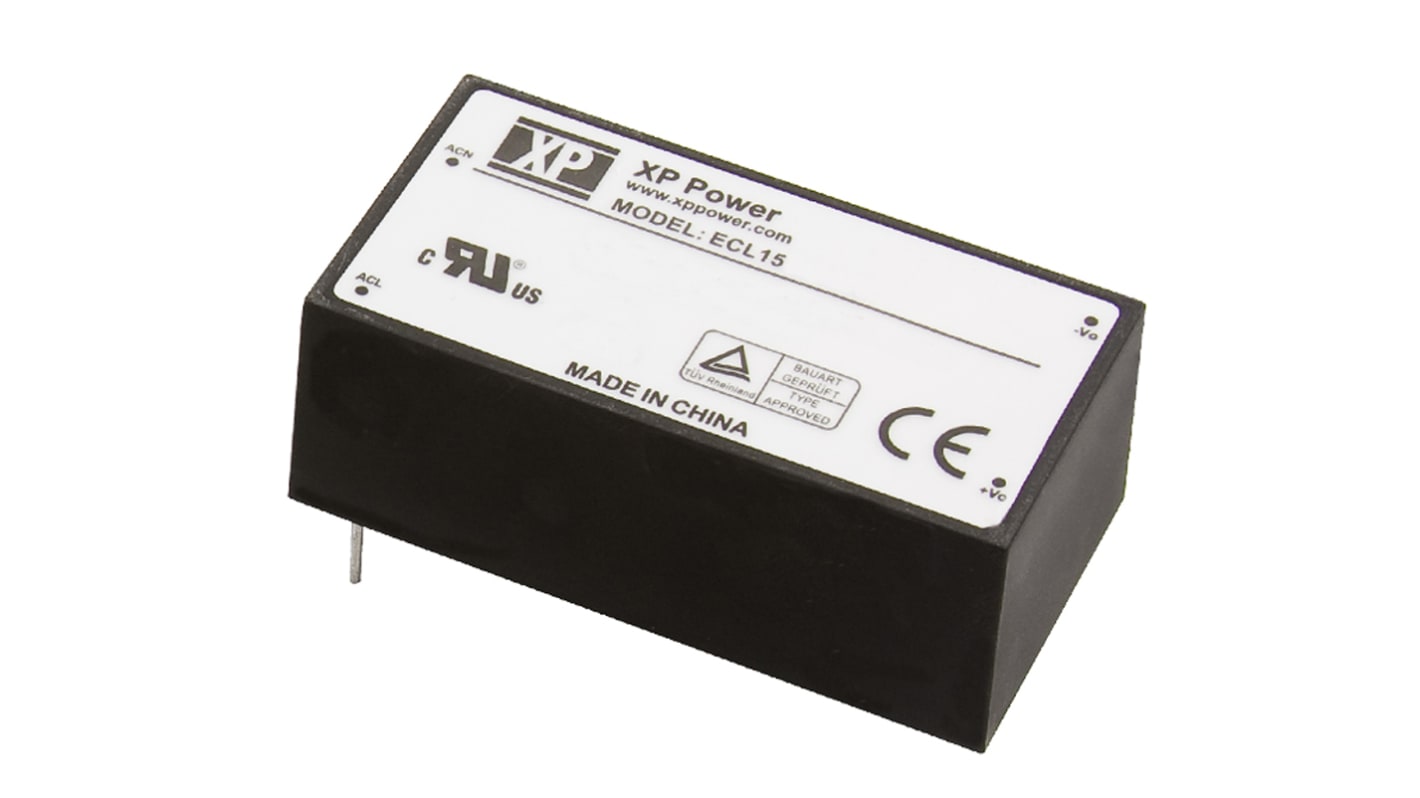 XP Power Schaltnetzteil, ±12V dc / 650mA 2-Kanal 15W 120 → 370 V dc, 85 → 264 V ac Gekapselt, PCB-Montage