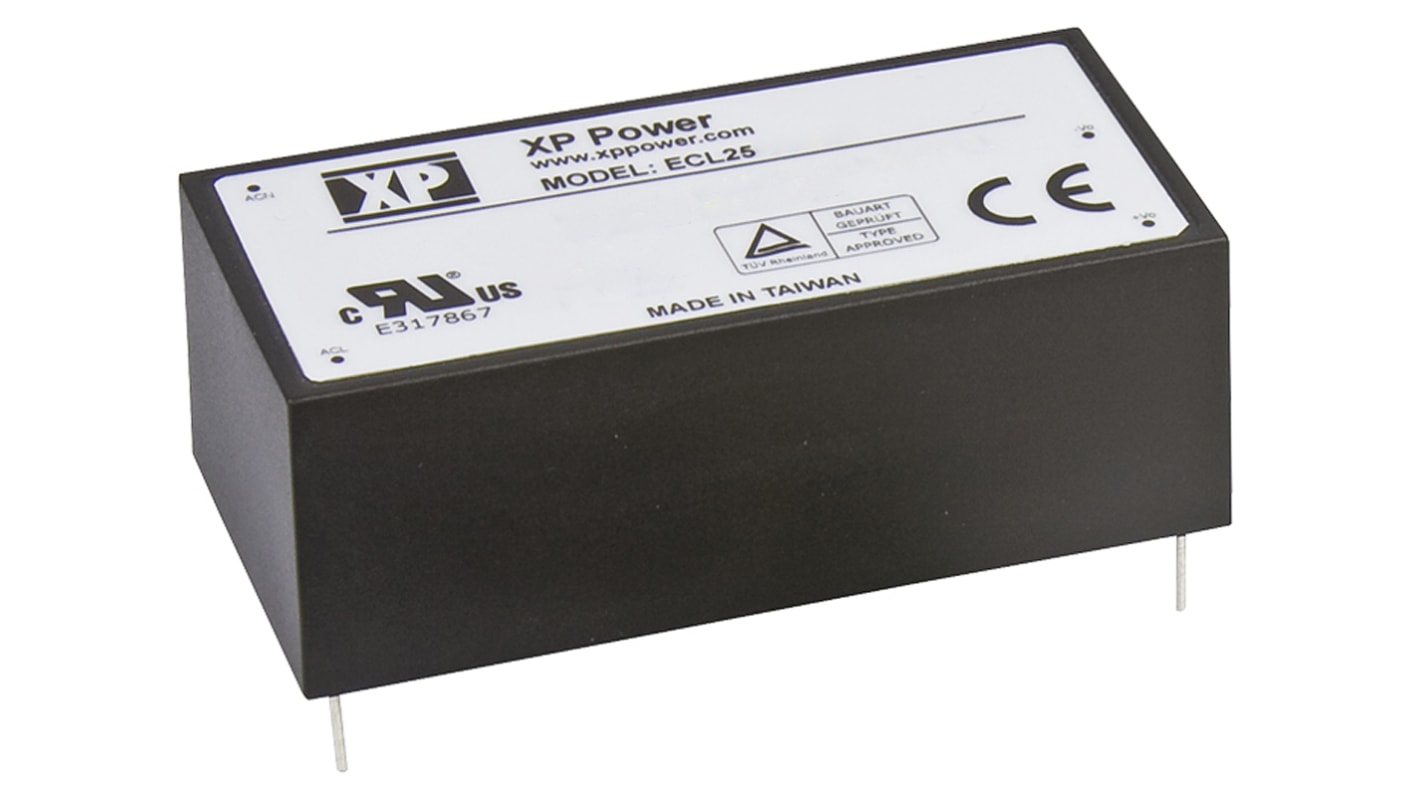 XP Power Switching Power Supply, ECL25US05-E, 5V dc, 5A, 25W, 1 Output, 120 → 370 V dc, 85 → 264 V ac