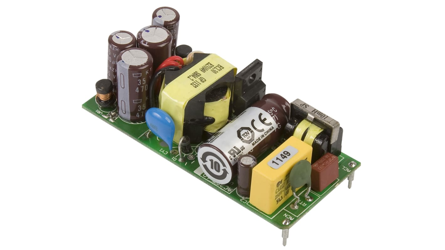 Fuente de alimentación conmutada XP Power, 5 V dc, 12 V dc, 1.3A, 30W, 2 salidas, Montaje en PCB