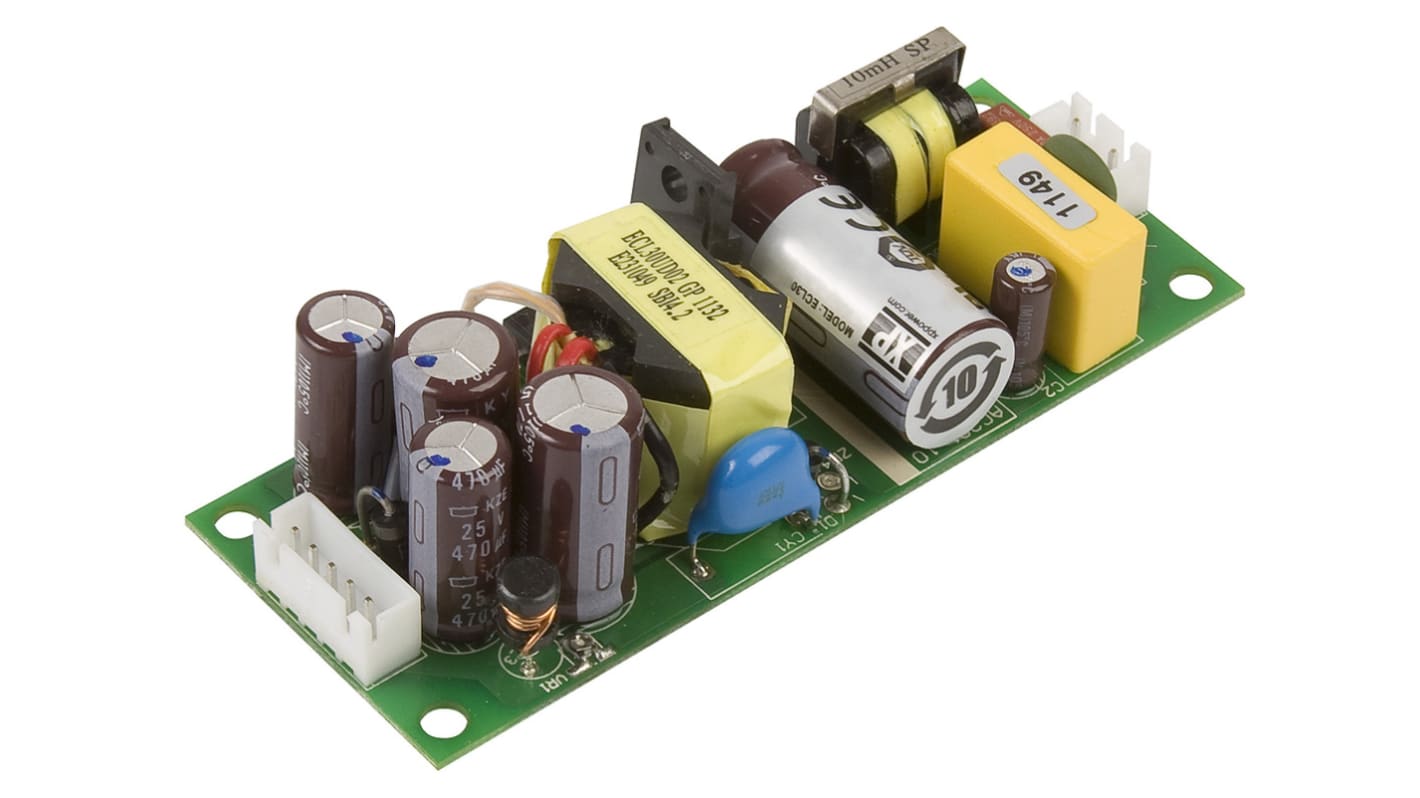 XP Power Switching Power Supply, ECL30UT03-T, 5 V dc, ±15 V dc, 3 A, 500 mA, 30W, Triple Output, 120 → 370 V dc,