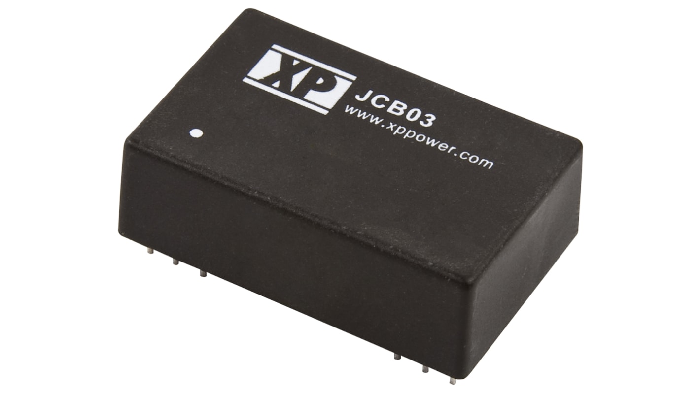 XP Power JCB DC-DC Converter, ±15V dc/ ±100mA Output, 4.5 → 9 V dc Input, 3W, Through Hole, +100°C Max Temp